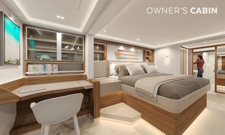 Fountaine Pajot Thira 80 saloon area & cabins